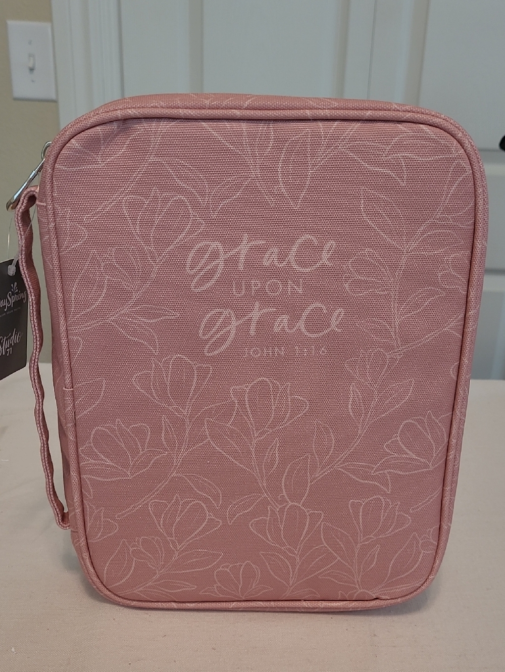 Grace Upon Grace Pink Floral Zip Bible Case